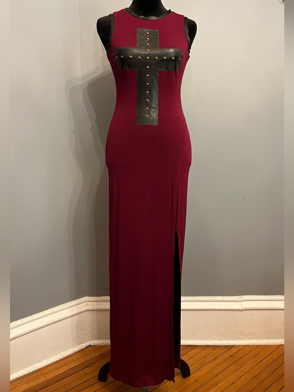 Material Girl Wine Coloured Maxi Dress, size XS